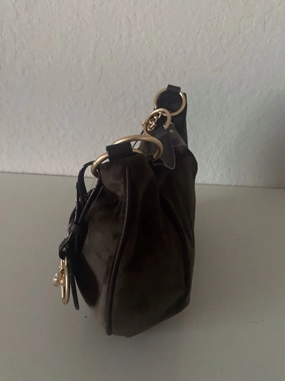 Juicy Couture Need More Juicy Hobo Shoulder Bag Chocolate W/ Heart Charm NEW